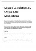 Latest 2024 Dosage Calculation 3.0 Critical Care Medications