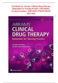 Test bank for abrams clinical drug therapy rationales for nursing practice 12th edition Latest update 2023-2024
