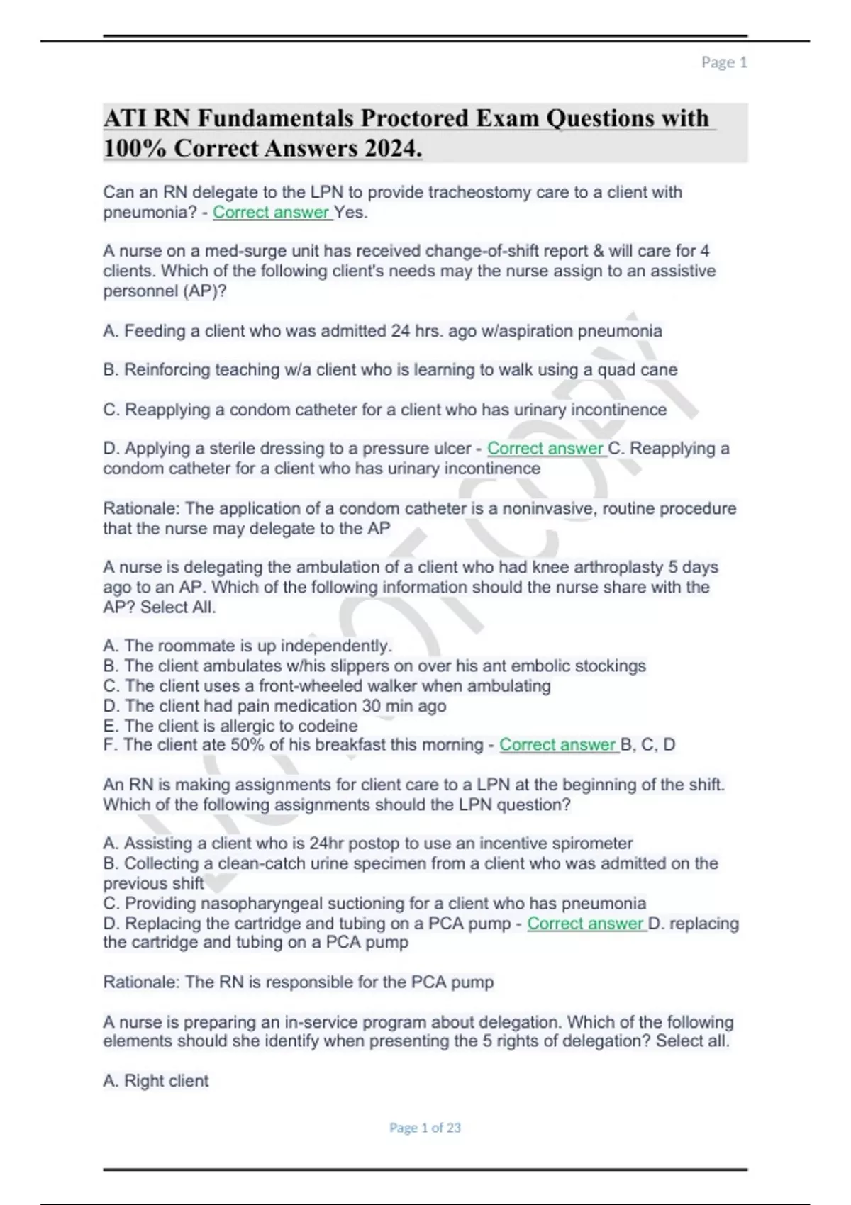 ATI RN Fundamentals Proctored Exam Questions with 100% Correct Answers ...