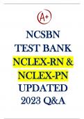 NCSBN TEST BANK for the NCLEX-RN & NCLEX-PN, Latest Updated 2022/23, Complete Questions & Answers with rationale. 100% Verified.