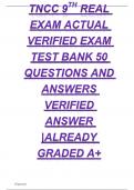 TNCC 9TH REAL EXAM ACTUAL VERIFIED EXAM TEST BANK 50 QUESTIONS AND ANSWERS VERIFIED ANSWER &vert;ALREADY GRADED A
