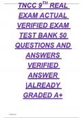 TNCC 9TH REAL EXAM ACTUAL VERIFIED EXAM TEST BANK 50 QUESTIONS AND ANSWERS VERIFIED ANSWER |ALREADY GRADED A