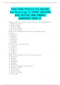 Final Exam Practice for Anatomy and Physiology II LATEST SOLUTION 2024 EDITION 100&percnt; CORRECT GUARANTEED GRADE A&plus;