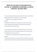 HESI NCLEX-RN FUNDAMENTALS  EXAM &grave;& VERIFIED ANSWERS &vert; LATEST  UPDATE &vert; RATED 100&percnt;