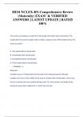 HESI NCLEX-RN Comprehensive Review  &lpar;Maternity&rpar; EXAM &grave;& VERIFIED  ANSWERS &vert; LATEST UPDATE &vert; RATED  100&percnt;