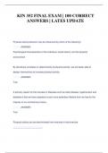 KIN 352 FINAL EXAM &vert; 100 CORRECT  ANSWERS &vert; LATES UPDATE