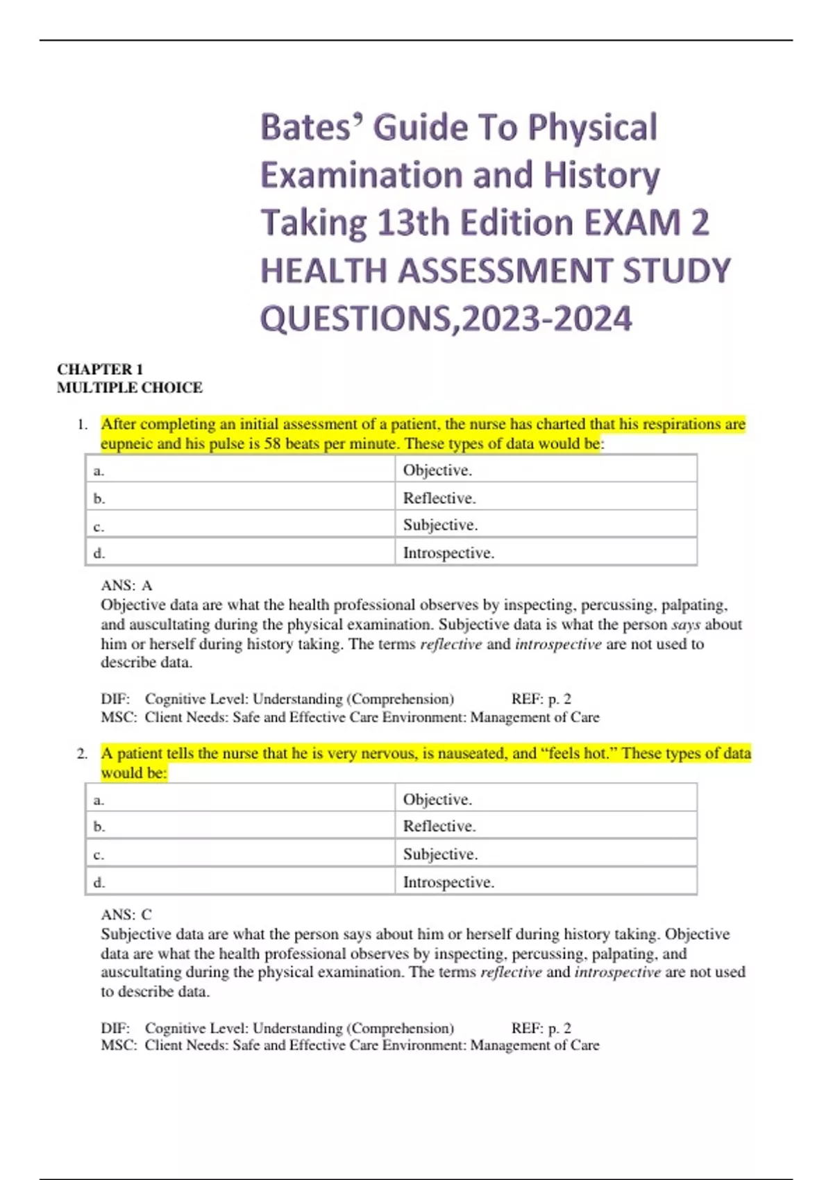 BATES GUIDE TO PHYSICAL EXAMINATION AND HISTORY TAKING 13TH EDITION