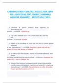 CHEMO CERTIFICATION TEST LATEST 2023 EXAM 100+ QUESTIONS AND CORRECT ANSWERS (VERIFIED ANSWERS) | EXPERT SOLUTIONS