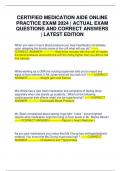 CERTIFIED MEDICATION AIDE ONLINE PRACTICE EXAM 2024 &vert; ACTUAL EXAM QUESTIONS AND CORRECT ANSWERS &vert; LATEST EDITION