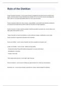 Role of the Dietitian Question and answers 100&percnt; correct 2023&sol;2024