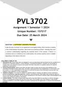 PVL3702 Assignment 1 &lpar;ANSWERS&rpar; Semester 1 2024 - DISTINCTION GUARANTEED&period;