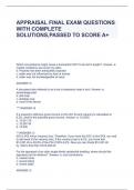 APPRAISAL FINAL EXAM QUESTIONS WITH COMPLETE SOLUTIONS&comma;PASSED TO SCORE A&plus;