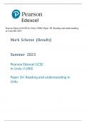 Pearson Edexcel GCSE In Urdu &lpar;1UR0&rpar; Paper 3H&colon; Reading and understanding  in Urdu MS 2023
