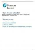 Pearson Edexcel GCSE In Turkish &lpar;1TU0&rpar; Paper 3H&colon; Reading and  understanding in Turkish MS 2023