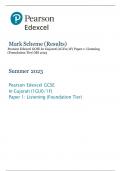 Pearson Edexcel GCSE In Gujarati &lpar;1GU0&sol;1F&rpar; Paper 1&colon; Listening  &lpar;Foundation Tier&rpar; MS 2023