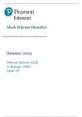 Pearson Edexcel GCSE In Biology (1BI0) Paper 2F Mark Scheme 2023