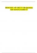 HESI EXIT  RN 2022 V3 160 Questions And Answers&vert; Graded A&plus;
