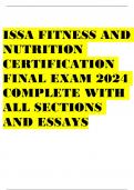 ISSA FITNESS AND NUTRITION CERTIFICATION FINAL EXAM 2024 COMPLETE WITH ALL SECTIONS AND ESSAYS