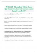 PHIL 235- Biomedical Ethics Exam  Questions with Correct Answers Latest  Update Graded A&plus;