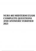 NURS 403 MIDTERM EXAM QUESTIONS AND ANSWERS LATEST 2024 (GRADED A+)