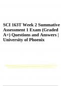 SCI 163T Summative Exam Questions and Answers Latest 2024 University of Phoenix