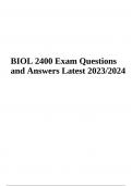 BIOL 2400 Exam Questions and Answers Latest Updated 2024 (GRADED A+)