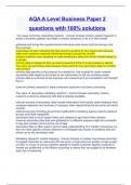 AQA A Level Business Paper 2 questions with 100&percnt; solutions