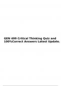 GEN 499 Critical Thinking Quiz and 100%Correct Answers Latest Update.