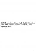 PJM Transmission Exam Study Guide | Questions with 100% Correct Answers | Verified| Latest Updated 2024.