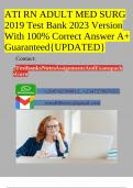 ATI RN ADULT MED SURG 2019 Test Bank 2023 Version With 100% Correct Answer A+ Guaranteed{UPDATED}