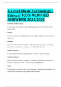 A-Level Music Technology - Edexcel 100% VERIFIED  ANSWERS 2024/2025