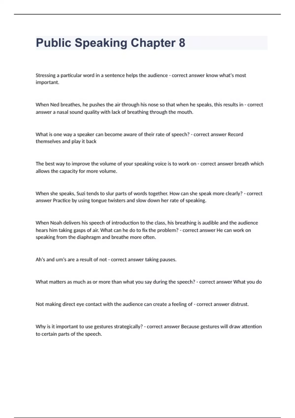 Public Speaking Chapter 8 questions and answers verified 2024 - PUBLIC ...