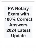 PA Notary Exam with 100% Correct Answers 2024 Latest Update  