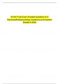 Nr 507 Final Exam Possible Questions A-Z Advanced Pathophysiology Questions and Answers Graded A 2024 