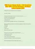 VMO Exam Study Guide &vert; 120 Questions with 100&percnt; Correct Answers &vert; Verified &vert; Latest Update 2024