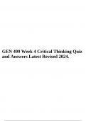 GEN 499 Week 4 Critical Thinking Quiz and Answers Latest Revised 2024.