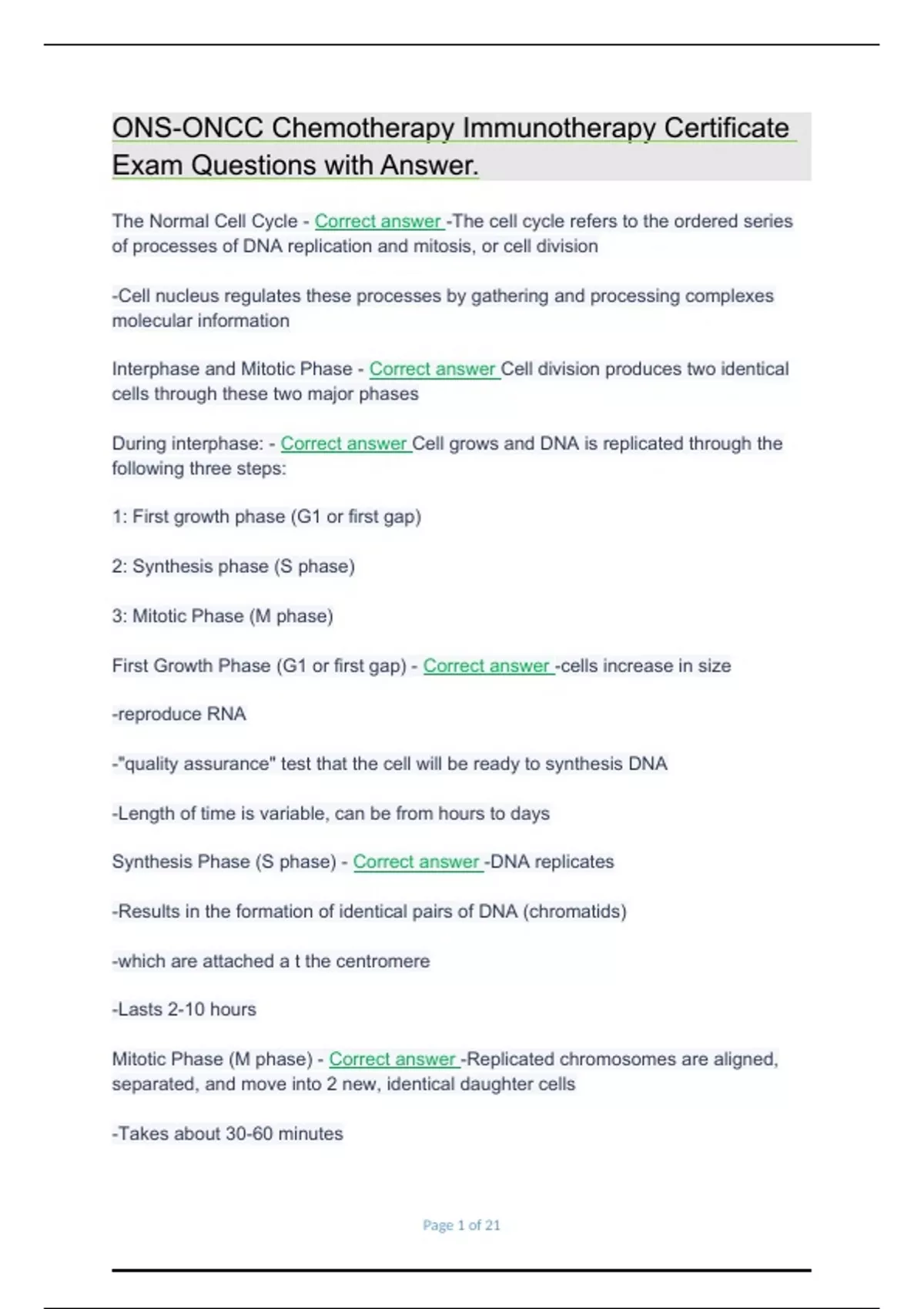 ONS-ONCC Chemotherapy Immunotherapy Certificate Exam Questions with ...