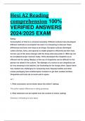 BEST REVIEW HESI A2 - Reading Comprehension 10%  VERIFIED ANSWERS  2024/2025