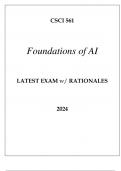 CSCI 561 FOUNDATIONS OF AI LATEST EXAM WITH RATIONALES 2024.