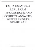 CMCA EXAM 2024 REAL EXAM  170 QUESTIONS AND CORRECT ANSWERS (VERIFIED ANSWERS)  GRADED A+