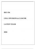 BIO 156 CELL DIVISION & CANCER LATEST EXAM 2024.