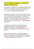  Sales Comparison Approach - Final Exam Questions And Answers 