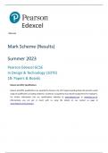 Pearson Edexcel GCSE In Design & Technology (1DT0) 1B: Papers & Boards Mark Scheme  Summer 2023 