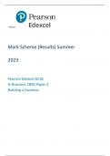 Pearson Edexcel GCSE In Business 1BS0 Paper 2 Building a business Mark Scheme  Summer 2023