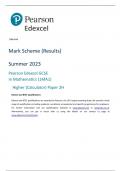 Pearson Edexcel GCSE In Mathematics (1MA1) Higher (Calculator) Paper 2H  Mark Scheme Summer 2023 