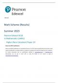  Pearson Edexcel GCSE In Mathematics (1MA1) Higher (Non-Calculator) Paper 1H Mark Scheme Summer 2023