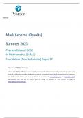 Pearson Edexcel GCSE In Mathematics (1MA1) Foundation (Non-Calculator) Paper 1F Mark Scheme  Summer 2023 