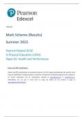  Pearson Edexcel GCSE In Physical Education (1PE0) Paper 02: Health and Performance Mark Scheme  Summer 2023