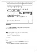 EDEXCEL GCSE JUNE 2023 PHYSICAL EDUCATION 1PEO QUESTION PAPER 2 Health And Performance 