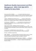 Healthcare Quality Improvement and Risk Management - WGU C430 Q&A WITH COMPLETE SOLUTION